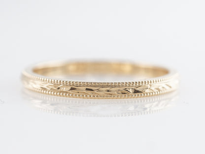 Antique Style Chevron Engraved Wedding Band in 14k