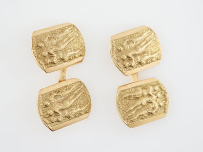 Antique Cufflinks Three Graces Victorian in 18K Yellow Gold