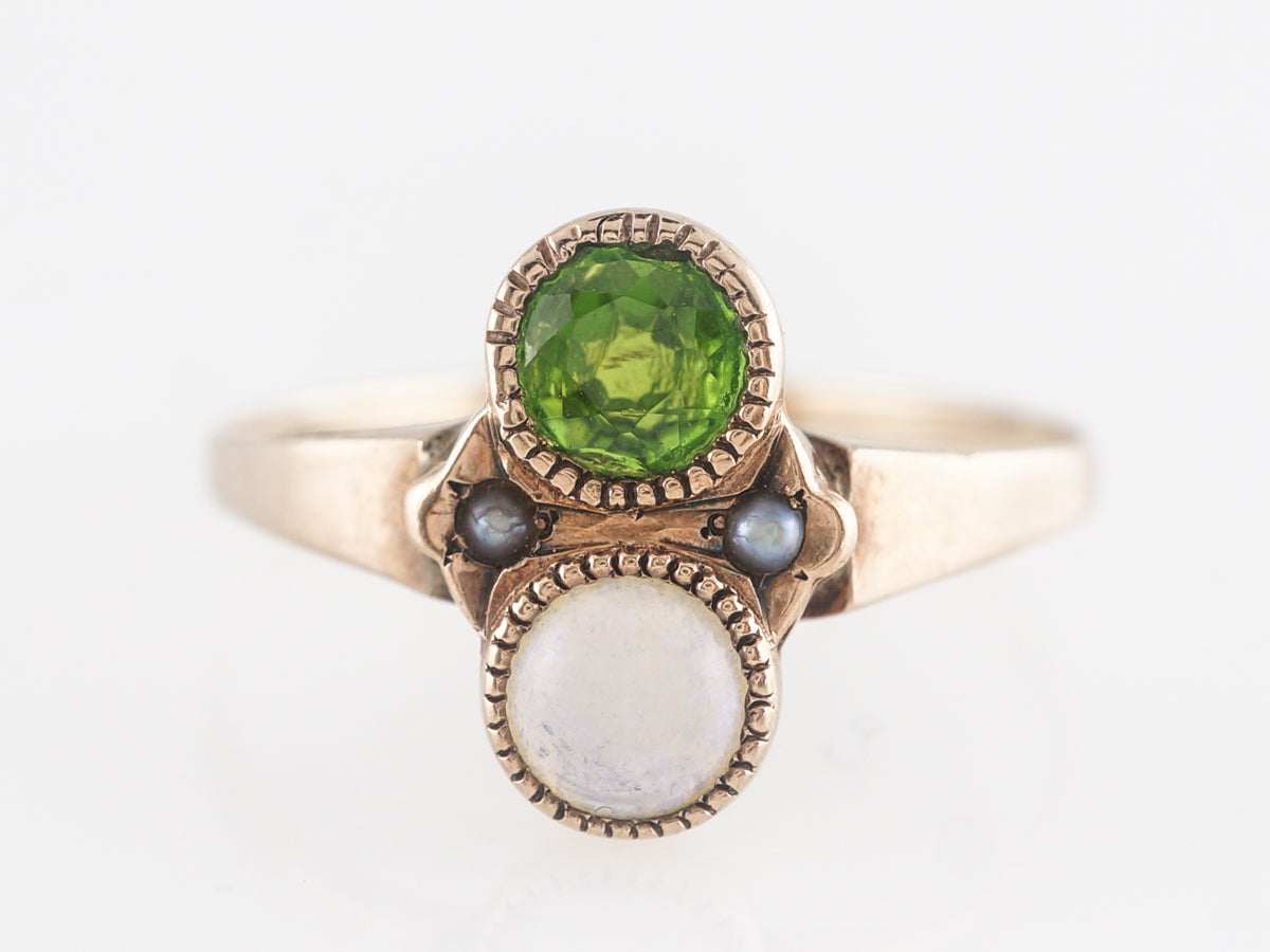 Antique Tourmaline & Opal Cocktail Ring in 9k Yellow Gold