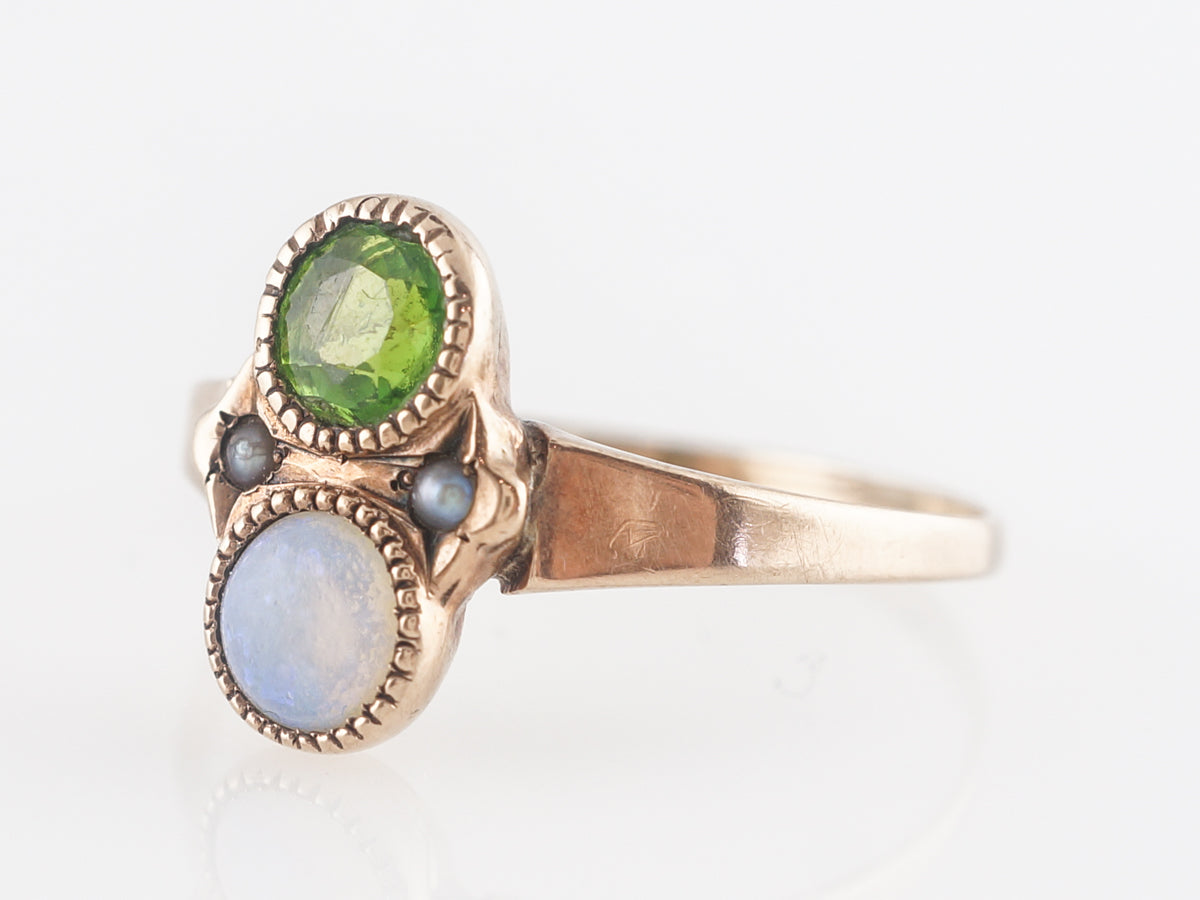 Antique Tourmaline & Opal Cocktail Ring in 9k Yellow Gold