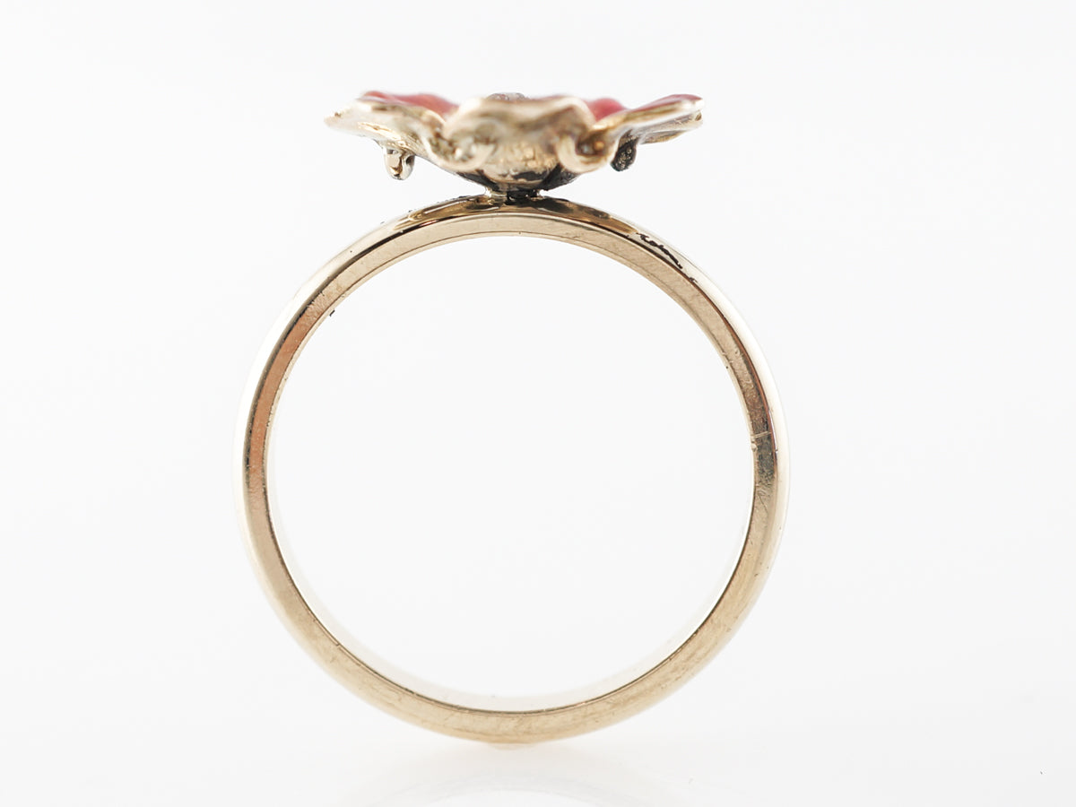 Antique Victorian Flower Ring in 14k Yellow Gold