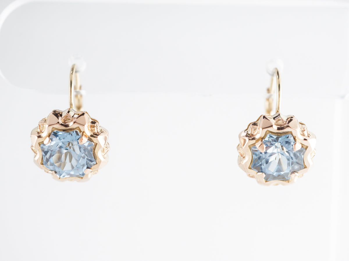Antique Victorian Aquamarine Earrings in 18k Yellow Gold