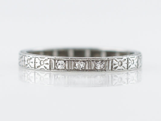 Antique Wedding Band Art Deco .05 Single Cut Diamonds in 18k White Gold