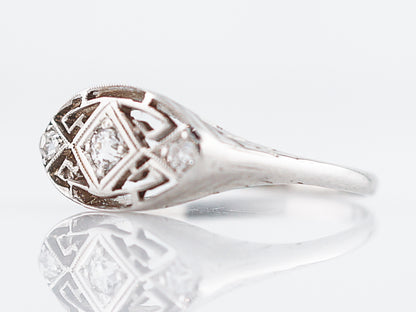 Antique Engagement Ring Art Deco .10 Old European Cut Diamonds in 14k White Gold