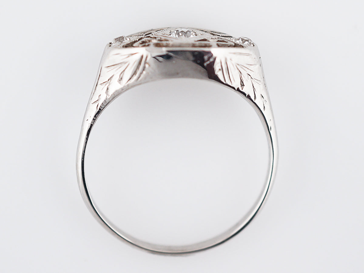 Antique Engagement Ring Art Deco .10 Old European Cut Diamonds in 14k White Gold