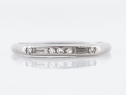 Antique Wedding Band Art Deco .15 Single & Baguette Cut Diamonds in Platinum