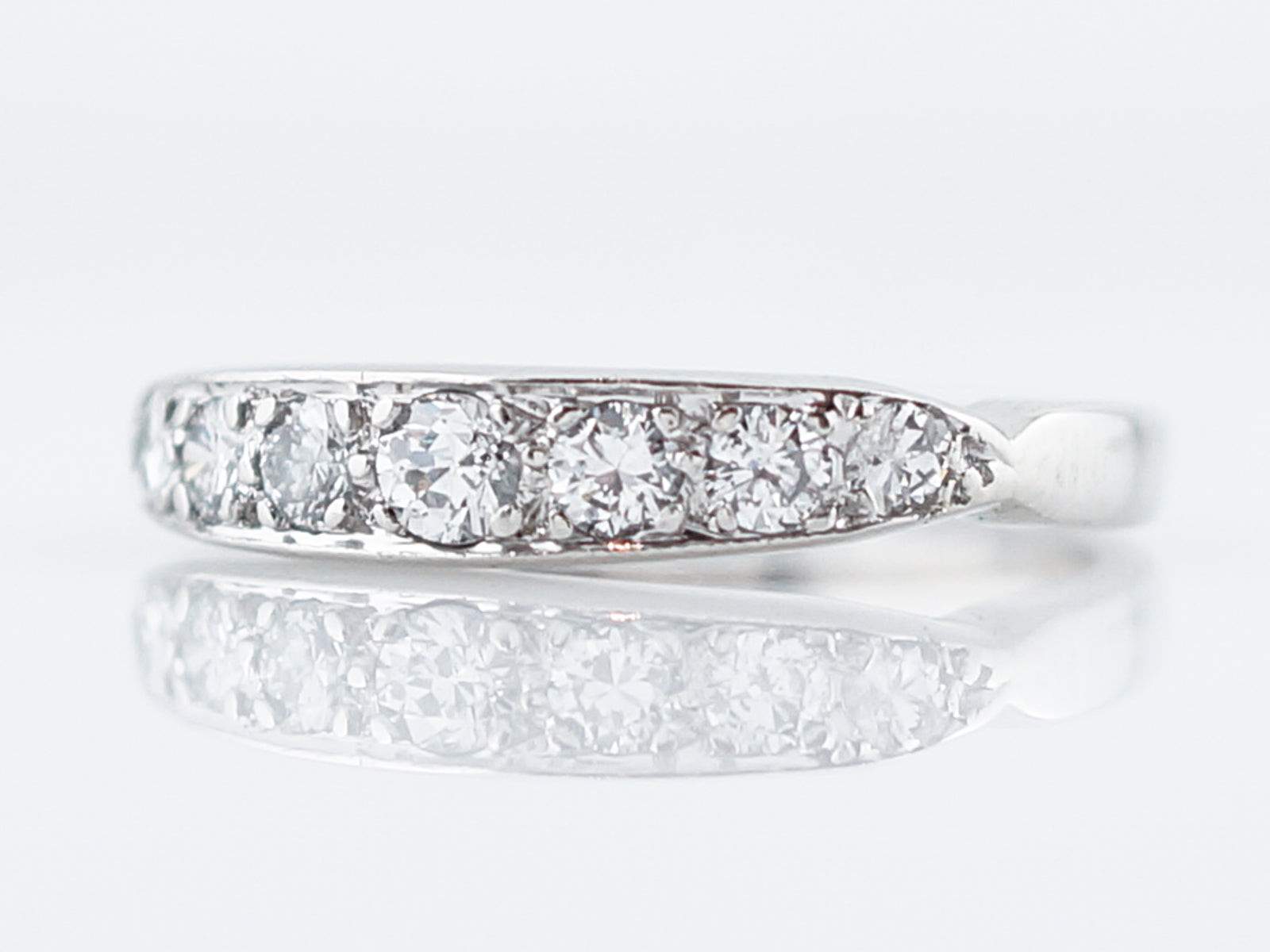 Antique Wedding Band Art Deco .39 Old European Cut Diamonds in Platinum