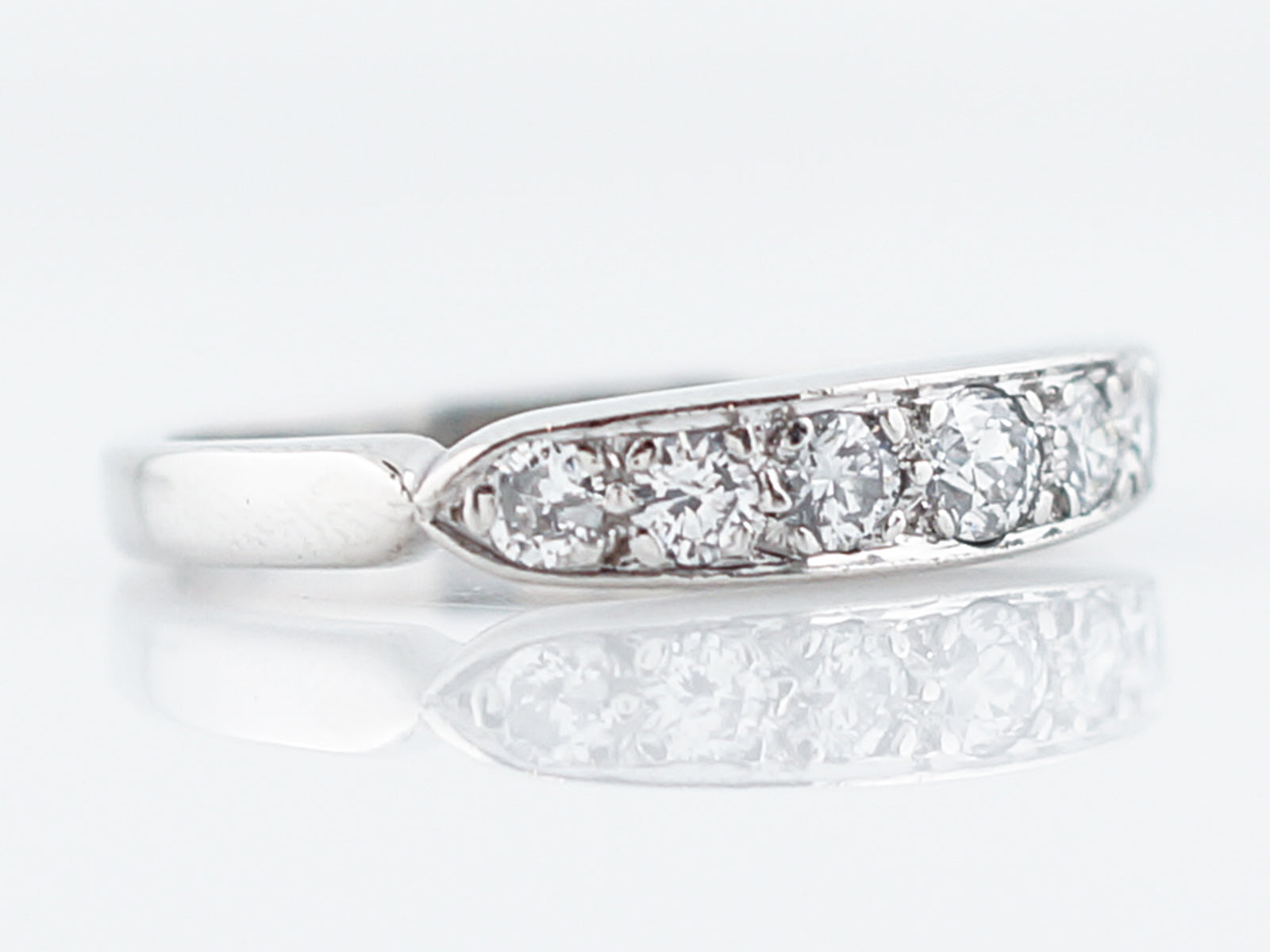 Antique Wedding Band Art Deco .39 Old European Cut Diamonds in Platinum