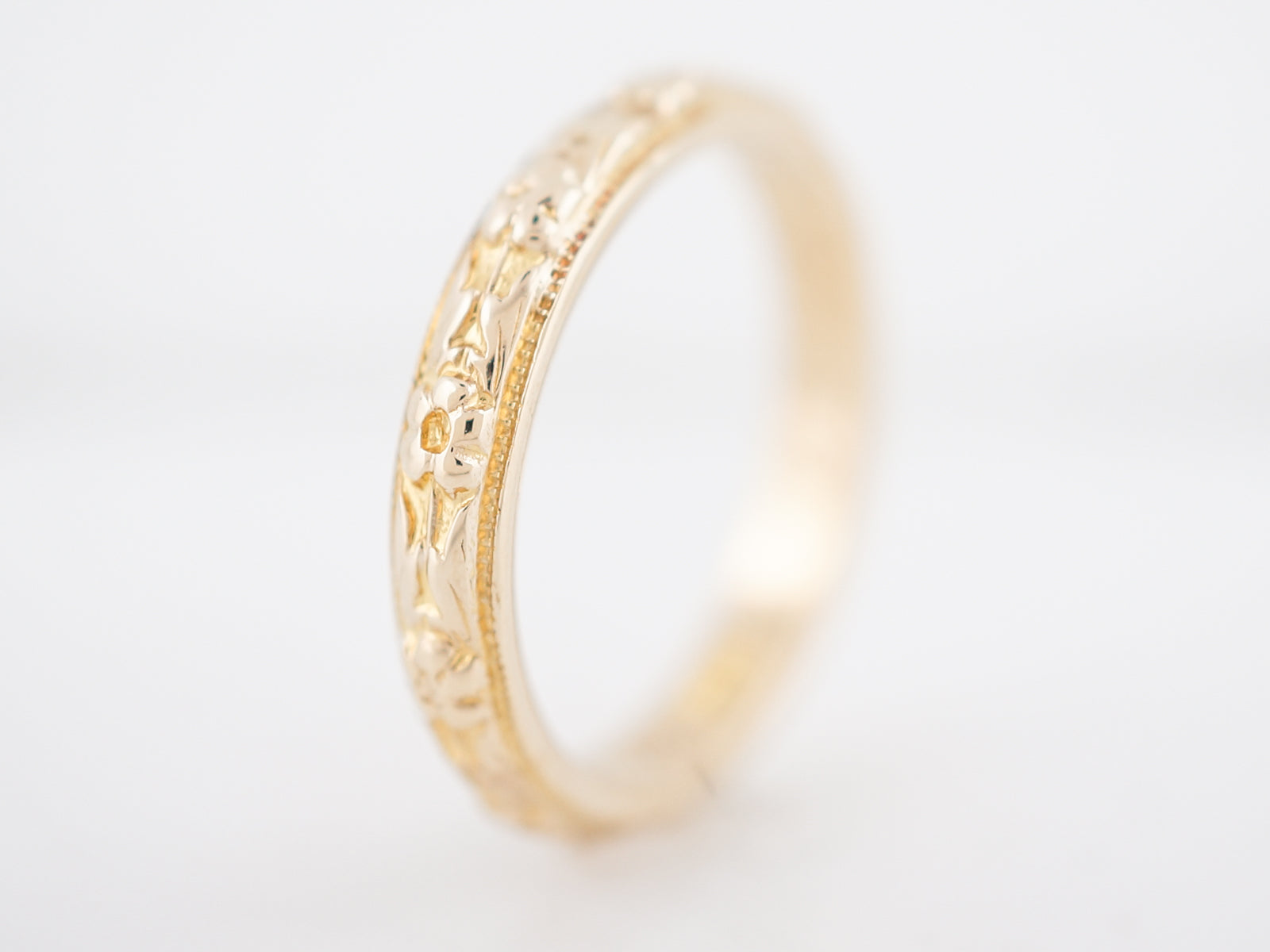 Antique Wedding Band Art Deco Orange Blossom in 14k Yellow Gold