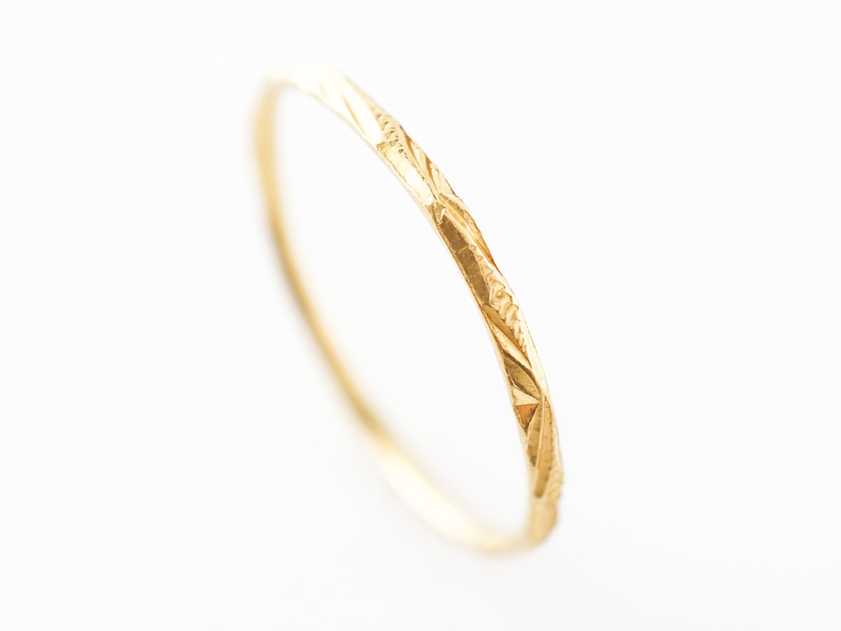 Antique Yellow Gold Engraved Wedding Band in 20k
