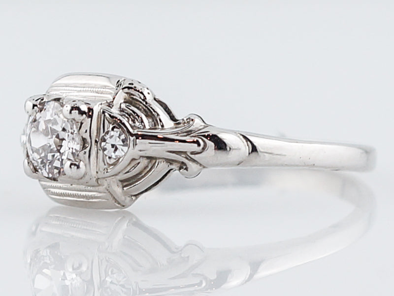 Antique Engagement Ring Art Deco .25 Old European Cut Diamond in 18k White Gold