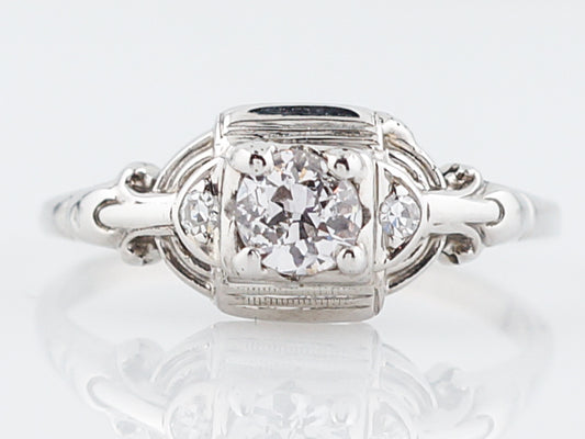 Antique Engagement Ring Art Deco .25 Old European Cut Diamond in 18k White Gold
