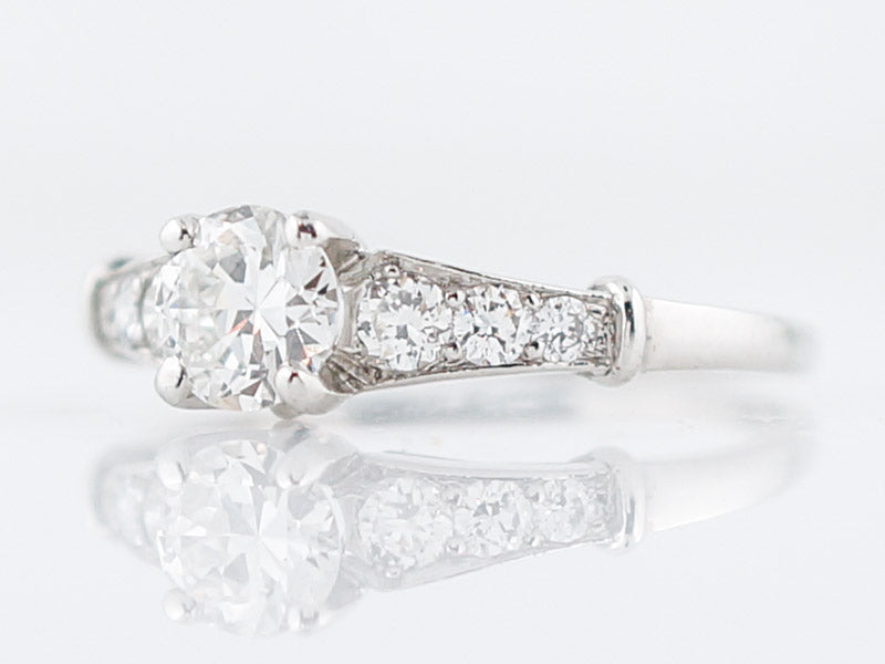 Antique Engagement Ring Art Deco .60 Round Brilliant Cut Diamond in Platinum