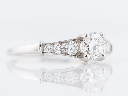 Antique Engagement Ring Art Deco .60 Round Brilliant Cut Diamond in Platinum