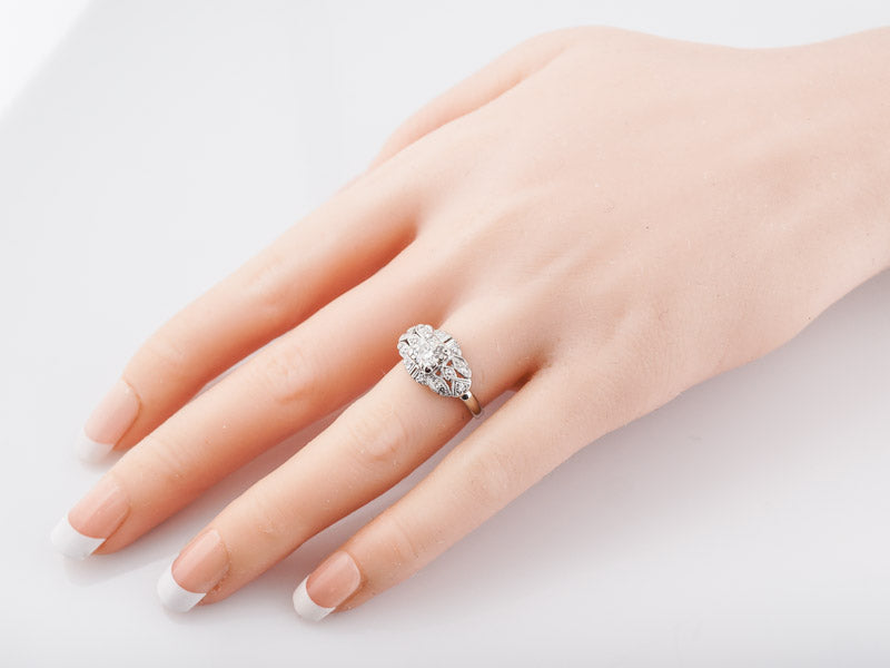 Antique Engagement Ring Art Deco .69 Old European Cut Diamond in Platinum