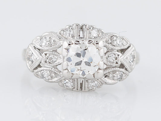 Antique Engagement Ring Art Deco .69 Old European Cut Diamond in Platinum