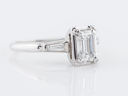 Antique Engagement Ring Art Deco .74 Emerald Cut Diamond in 14k White Gold