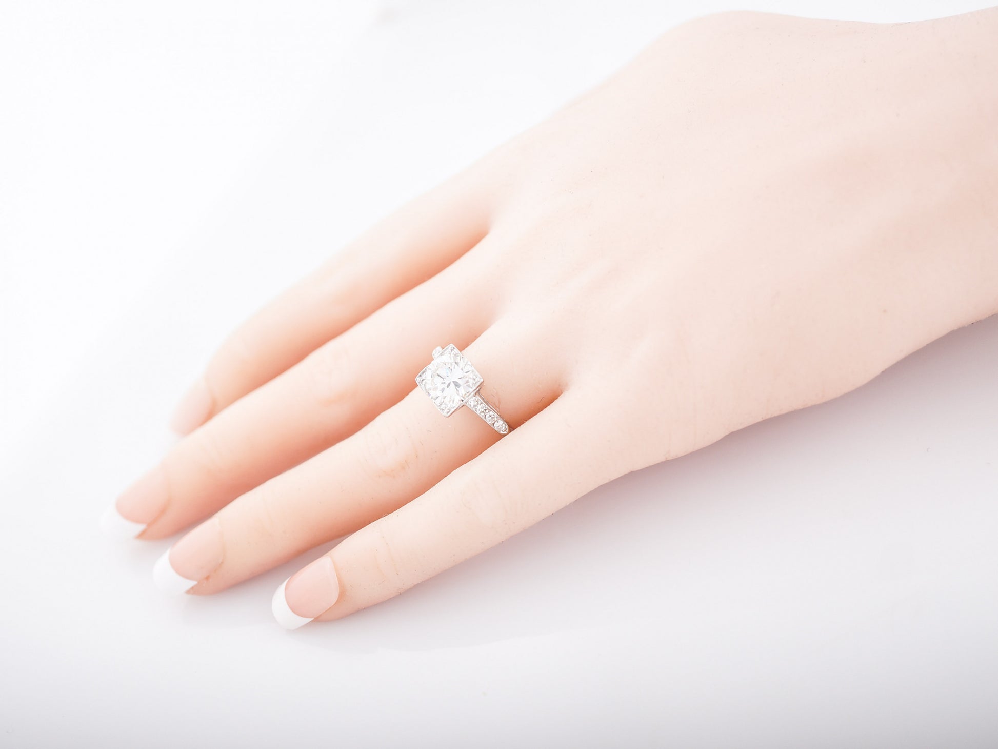 GIA 2 Carat Diamond Engagement Ring Art Deco Platinum