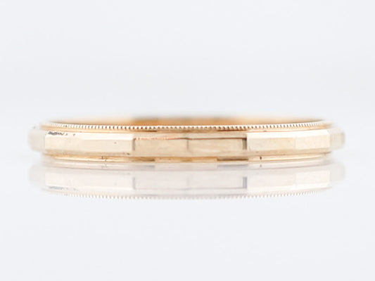 Antique Wedding Band Art Deco Geometric in 14k Yellow Gold