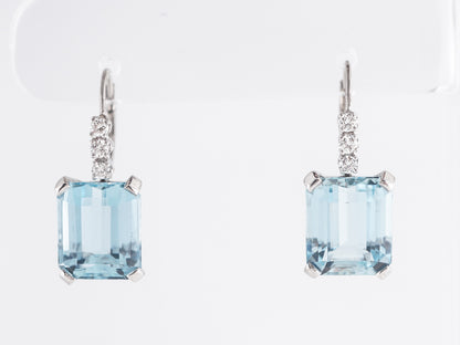 Aquamarine & Diamond Earrings in Platinum and 14k
