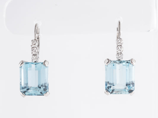 Aquamarine & Diamond Earrings in Platinum and 14k