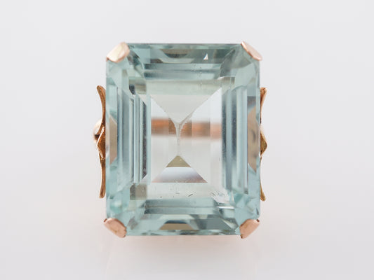 Retro Aquamarine Cocktail Ring 41 Carats in Rose Gold