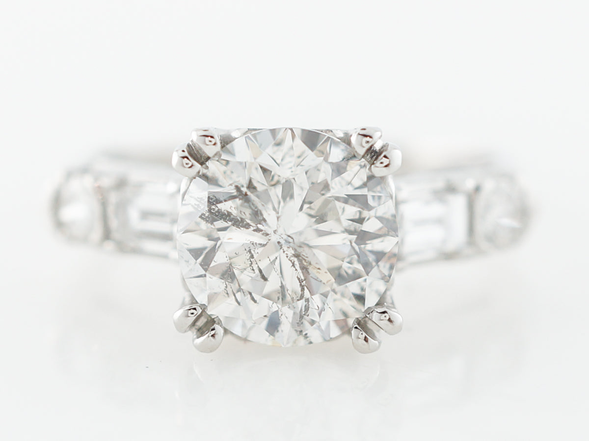 Late Art Deco 2 Carat Diamond Engagement Ring in Platinum