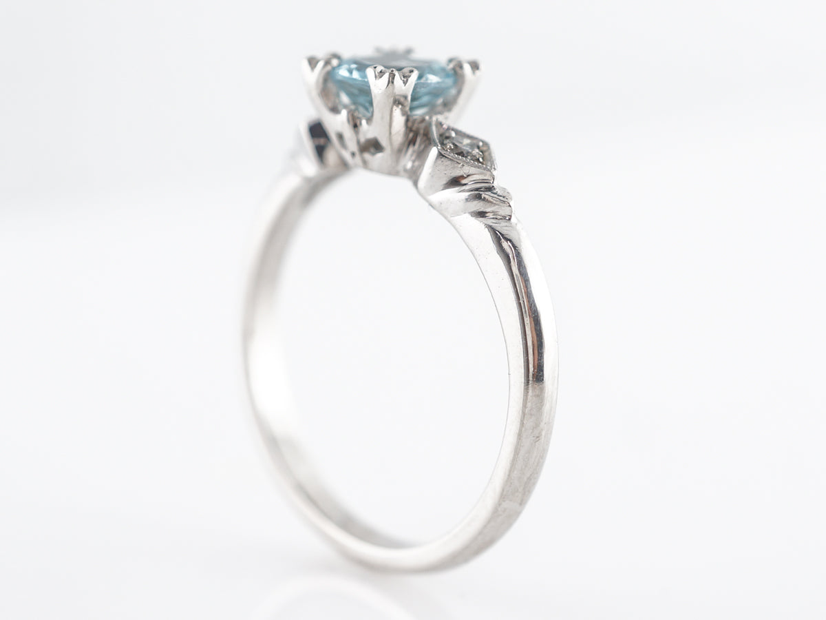 Art Deco Aquamarine Engagement Ring in Platinum