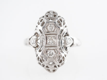 Art Deco Diamond Cocktail Ring in 18k White Gold