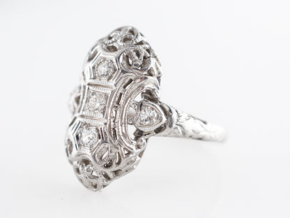 Art Deco Diamond Cocktail Ring in 18k White Gold