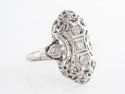 Art Deco Diamond Cocktail Ring in 18k White Gold