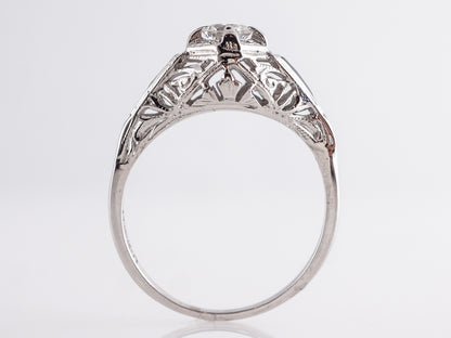 Deco Diamond & Sapphire Engagement in 14k White Gold