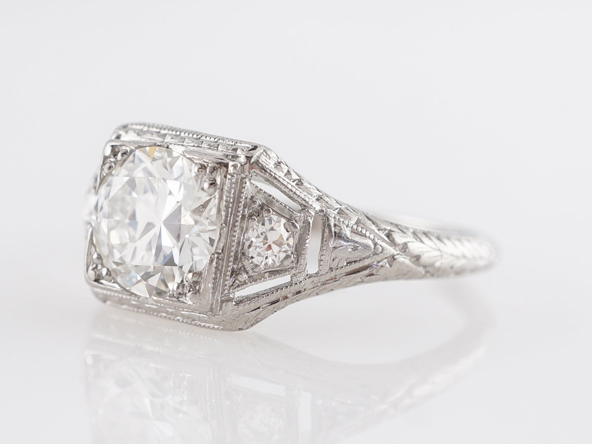 Geometric Art Deco Diamond Engagement Ring in Platinum