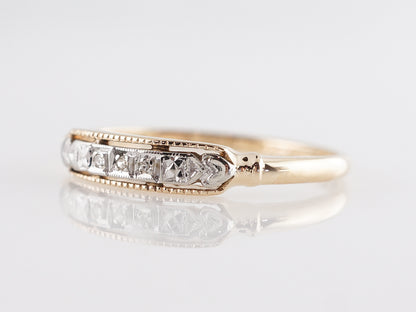 Late Art Deco Wedding Band w/ Diamonds in Yellow Gold