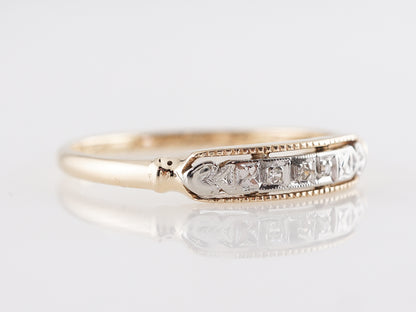 Late Art Deco Wedding Band w/ Diamonds in Yellow Gold