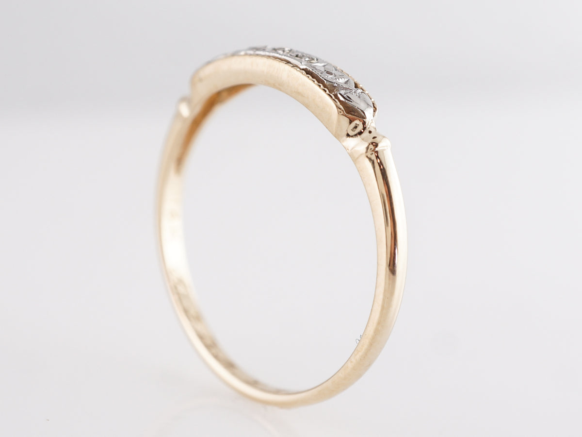 Late Art Deco Wedding Band w/ Diamonds in Yellow Gold