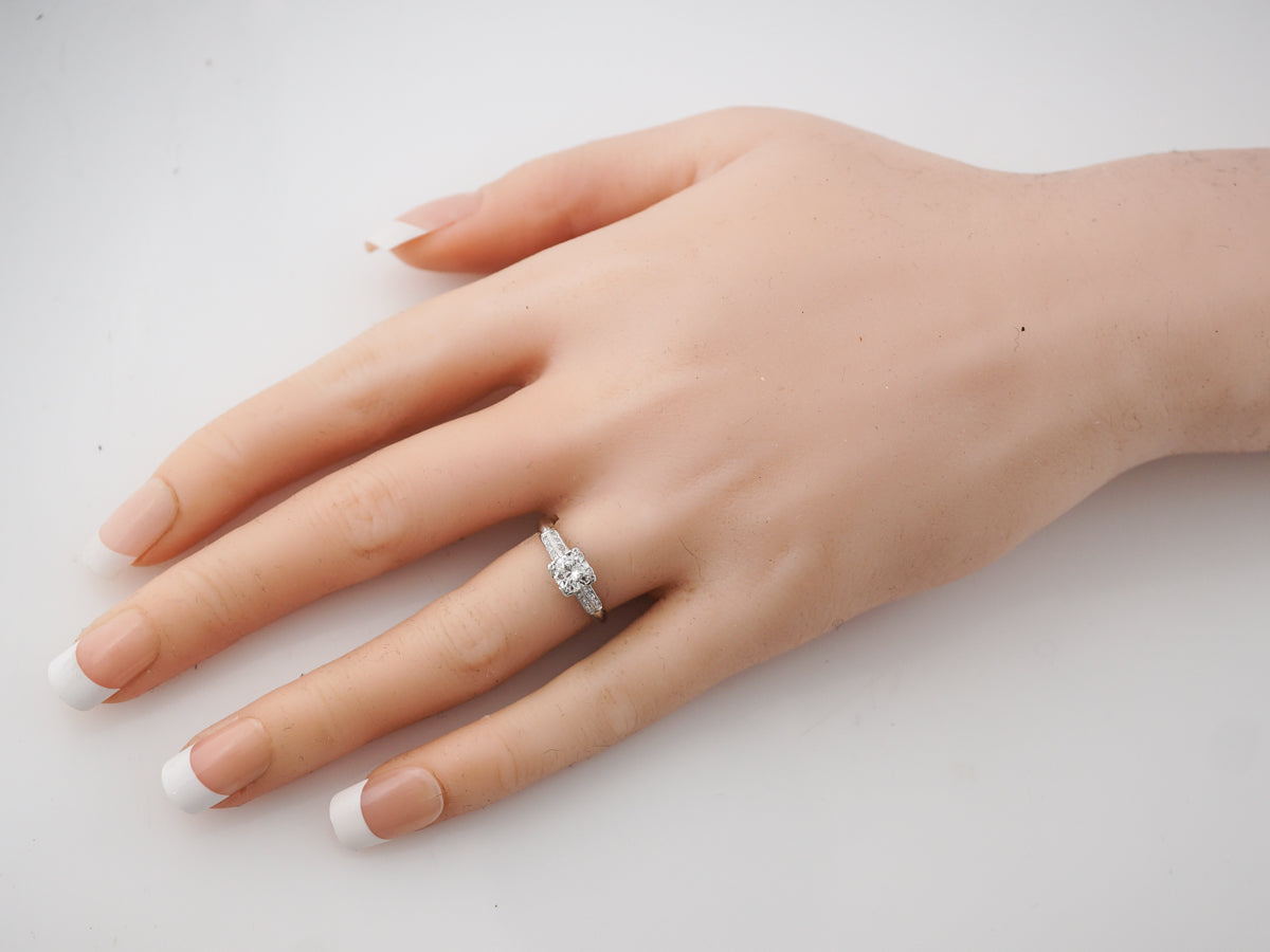 Half Carat Art Deco Diamond Engagement Ring Platinum