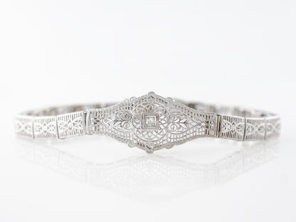 1920's Filigree Bracelet w/ Old European Cut Diamond