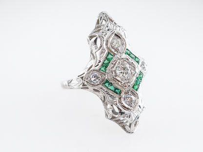 Diamond & Emerald Art Deco Cocktail Ring in 18k