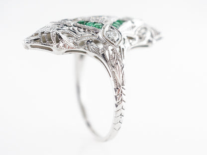 Diamond & Emerald Art Deco Cocktail Ring in 18k