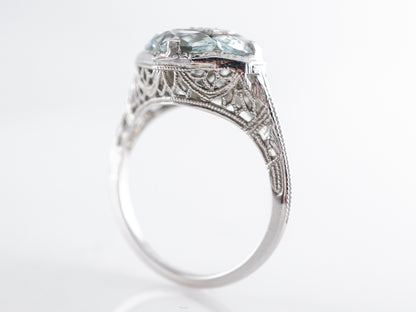 Art Deco Diamond & Aquamarine Cocktail Ring in 18k