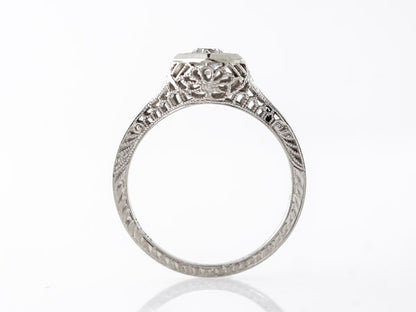 Deco Solitaire Filigree Engagement Ring in White Gold