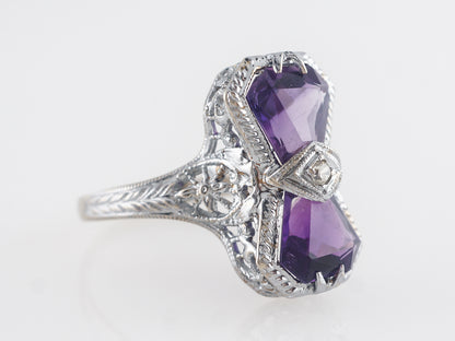 Art Deco Amethyst Cocktail Ring in 14k White Gold