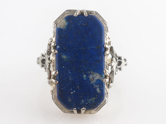 Art Deco Lapis Lazuli Ring in Yellow & White Gold