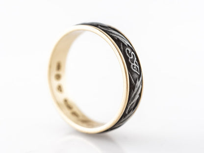 Art Deco Men's Band in Yellow Gold and Sterling Silver