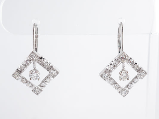 Vintage 1930's Diamond Art Deco Earrings in Platinum