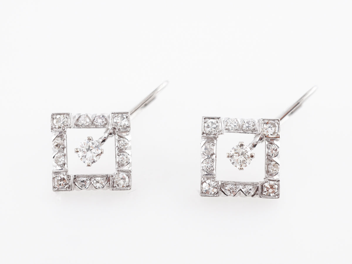 Vintage 1930's Diamond Art Deco Earrings in Platinum