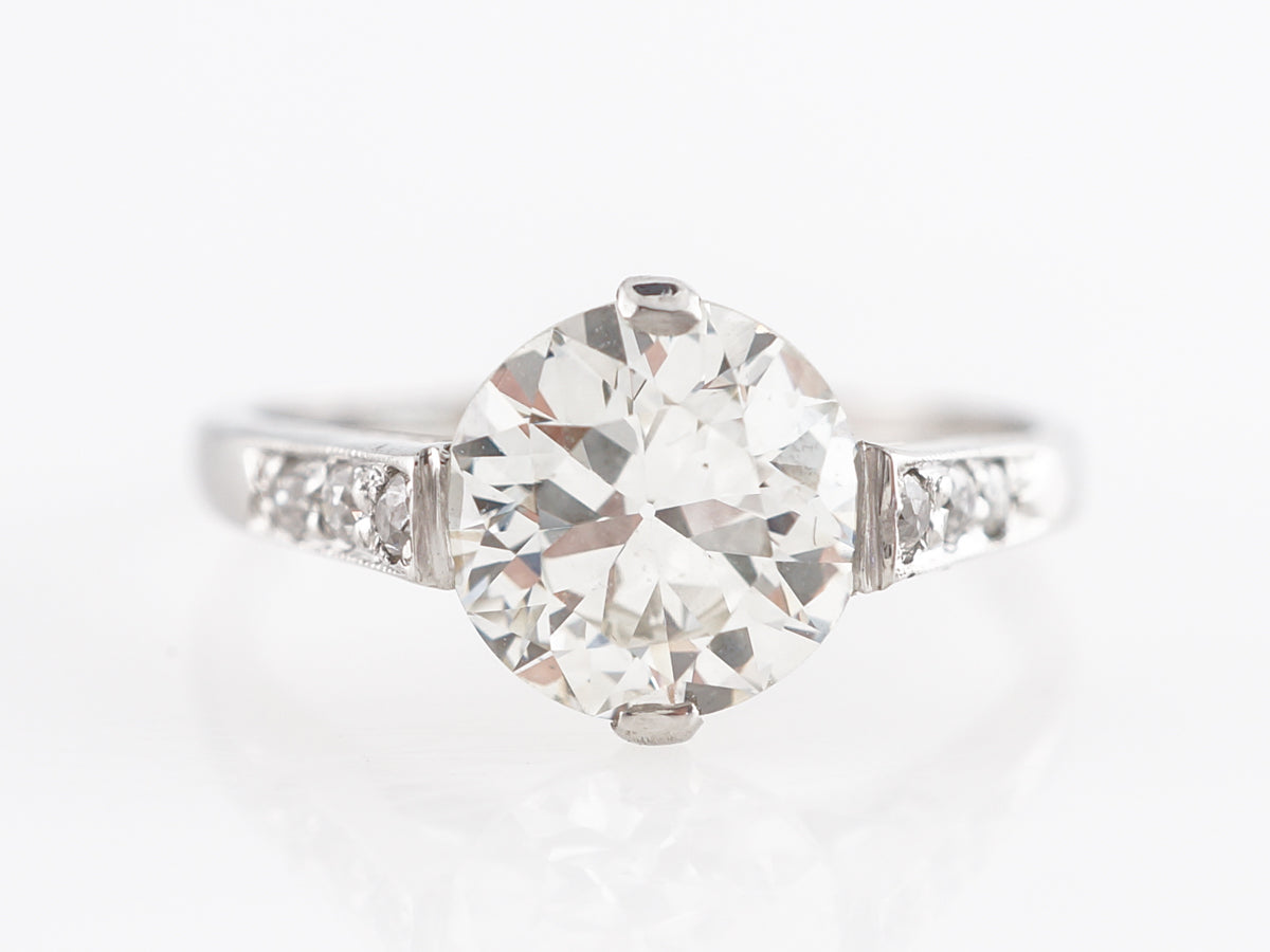 Art Deco Old European Cut Diamond Engagement Ring in Platinum