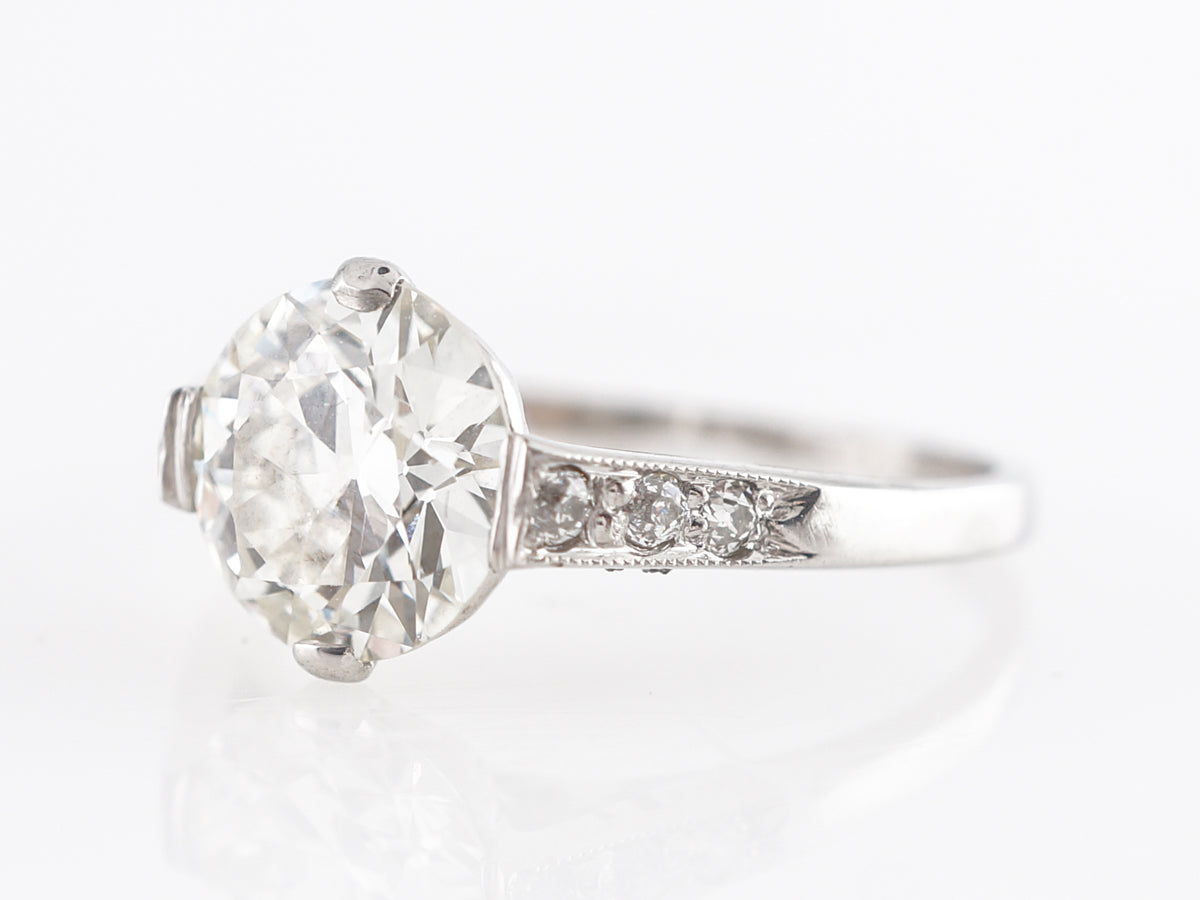 Art Deco Old European Cut Diamond Engagement Ring in Platinum