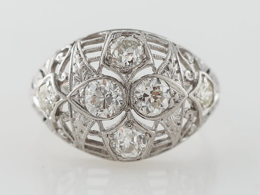 Old European Diamond & Filigree Cocktail Ring in 14k